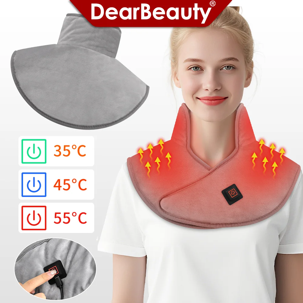 Soft Grey Heated Neck Pad USB Thermal Wrap for Relaxation
