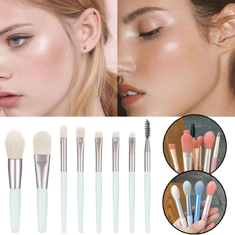 8Pcs/Pack Professional Makeup Brush Set Soft Blusher Eyeshadow Brush Mini Size Concealer Brushes Portable Cosmetic Applicators makeup brush set makeup brush