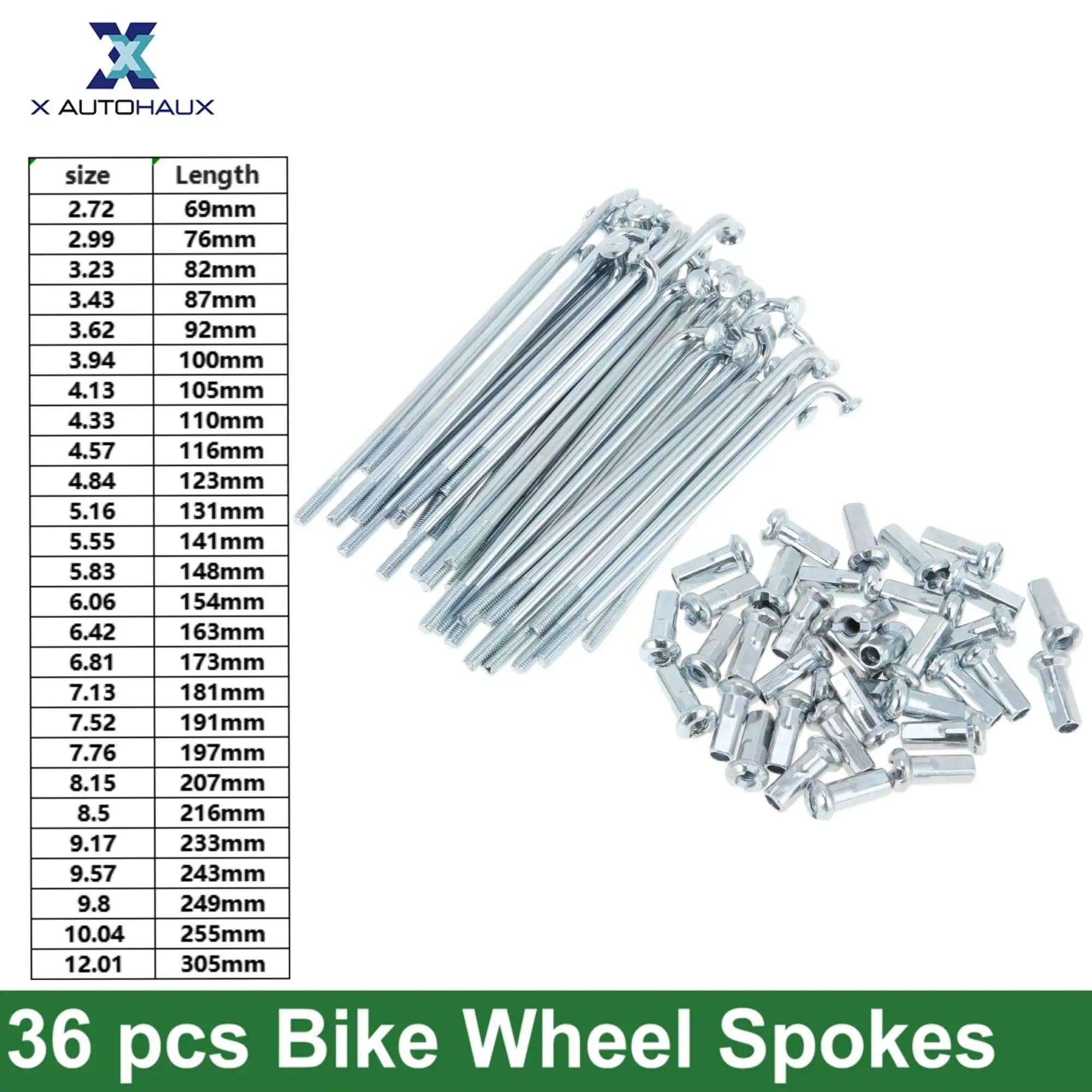 36pcs 12G J Bend Bicycle Steel Spokes with Nipples