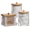 3pcs Clear Plastic Swab Dispenser and Qtip Holder for Bathroom - Storage Canister for Bath Salts, Rounds and More 1