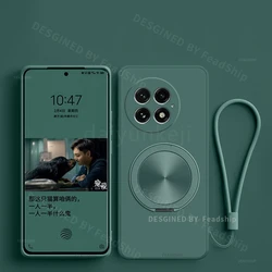 Silicone Soft Phone Case with Magnetic Holder and Screen Protector - Durable Protective Cover - Oneplus 13 (Dark Green)