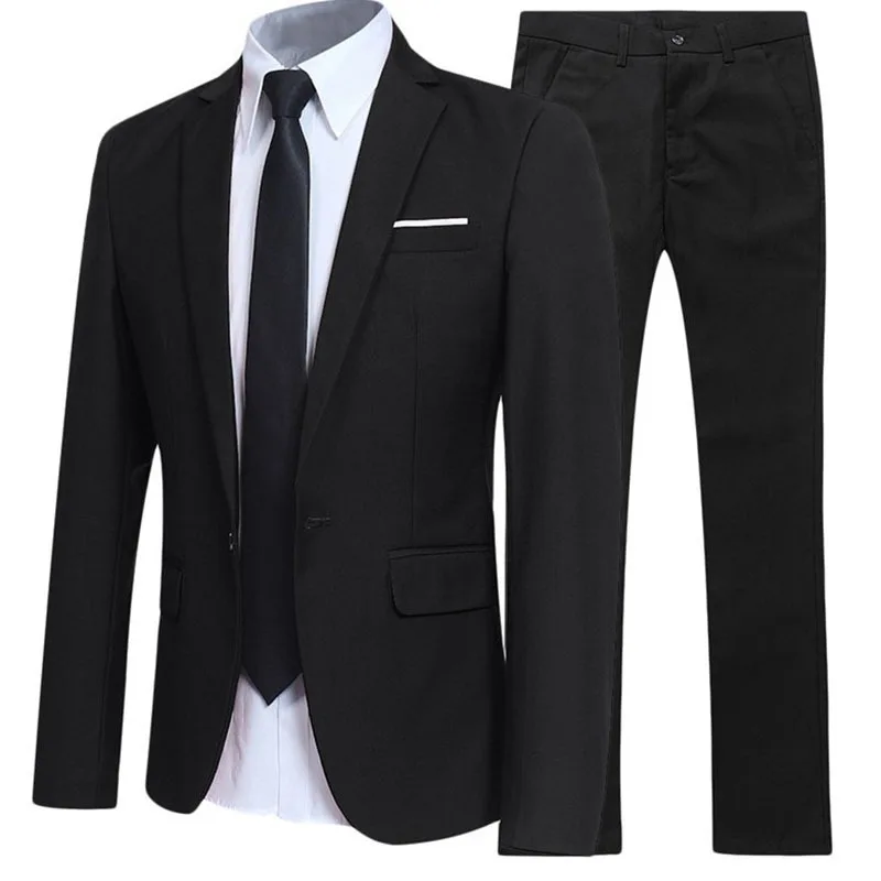 

Men's British Style Blazers Sets Men Wedding Nightclub Slim Fit Fashion Suit Coats And Pants Two-piece Set