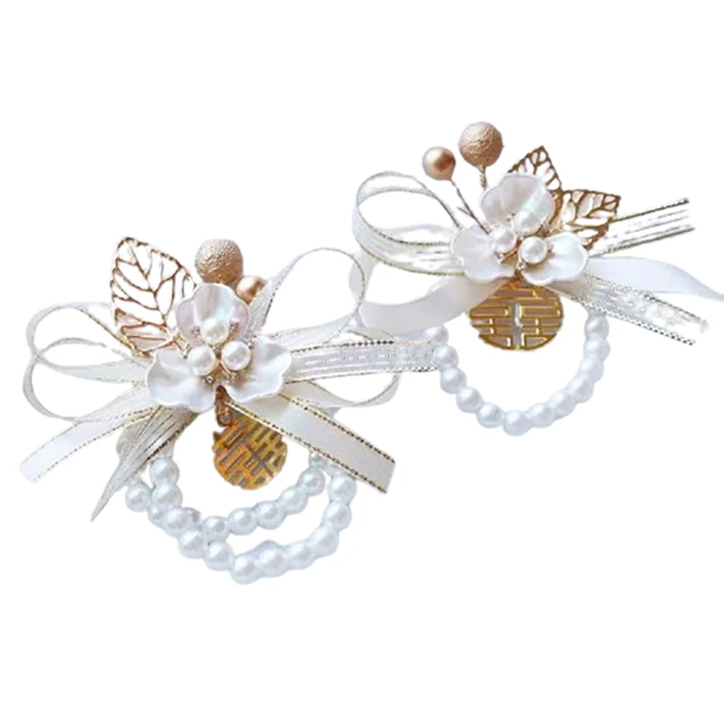 Mode Braut Perle Klee Handgelenk Blume exquisite Hochzeit liefert elegante Brautjungfer Armband Schmuck Zubehör Geschenke – Detail 7