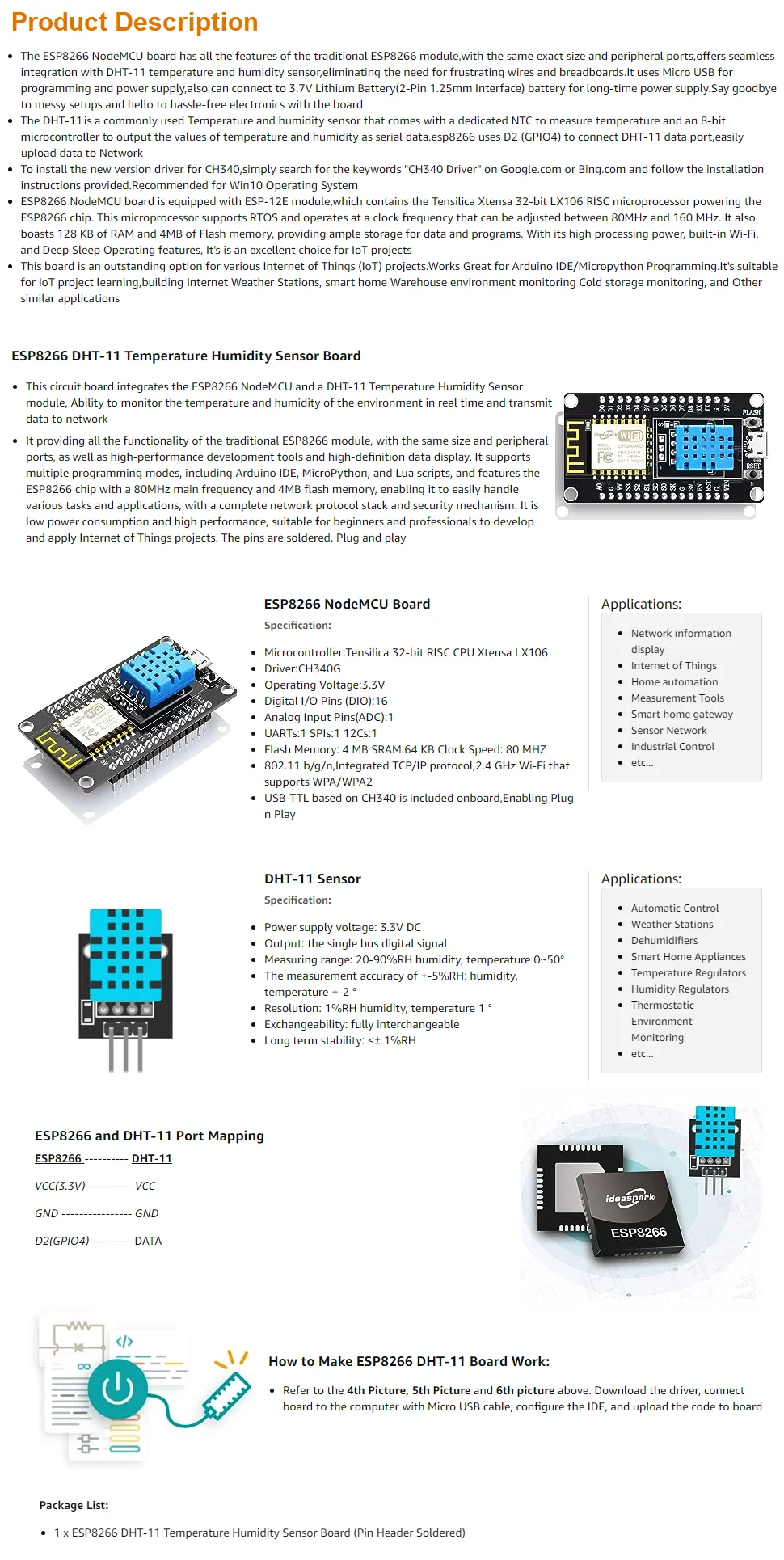 ESP8266 płyta rozwojowa NodeMCU integruje czujnik temperatury i wilgotności DHT11, CH340,Micro USB dla Arduino/Micropython ESP8266 7 Sbfcadbdae44d410f89834f7a72959620H ESP8266 płyta rozwojowa NodeMCU integruje czujnik temperatury i wilgotności DHT11, CH340,Micro USB dla Arduino/Micropython ESP8266