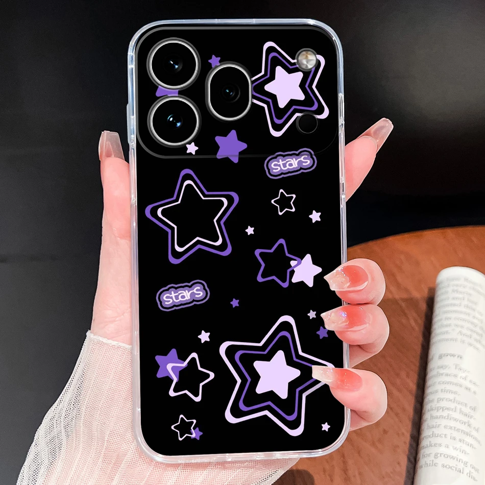 Clear Cool Stars Vibe Shockproof Silicone Phone Case