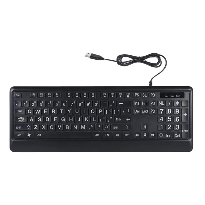 

Large Print Computer Keyboard USB LED Keyboard Full Size Computer Keyboard with Customizable LED Backlit Lighting DropShipping