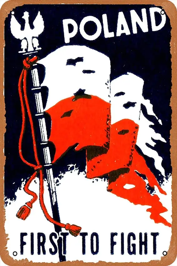 Постер во Второй мировой войне, Польша, первый в борьбе, ретро металлический жестяной знак 8x12 дюймов, домашний бар, мужская пещера, винтажный Настенный декор
