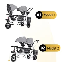 Tricycle double multifonction pour enfants, vélo pliable pour bébé, poussette double bidirectionnelle, siège pivotant, poussette double, kinderwagen 3
