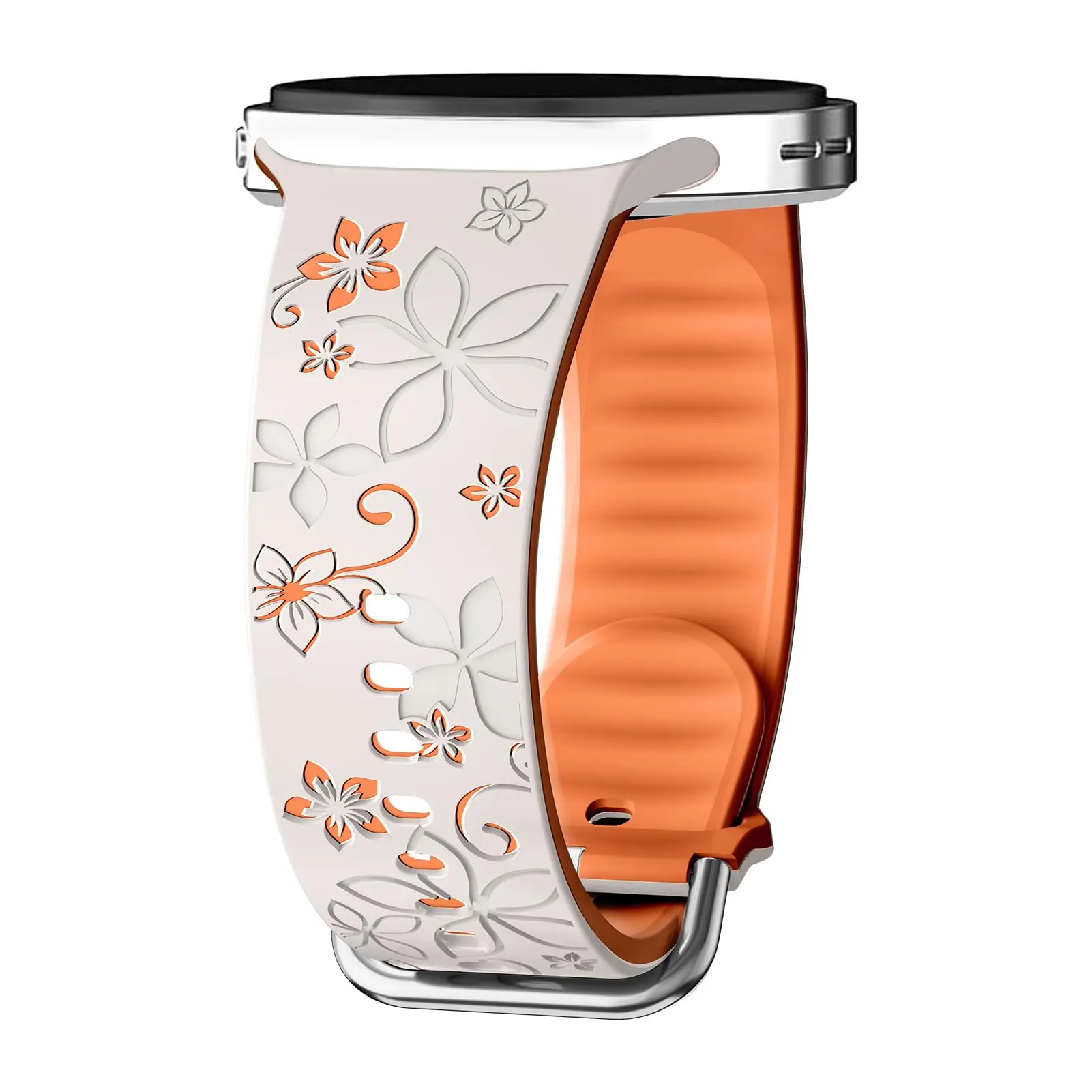 Two-Tone Flower Engraved Silicone Wristband