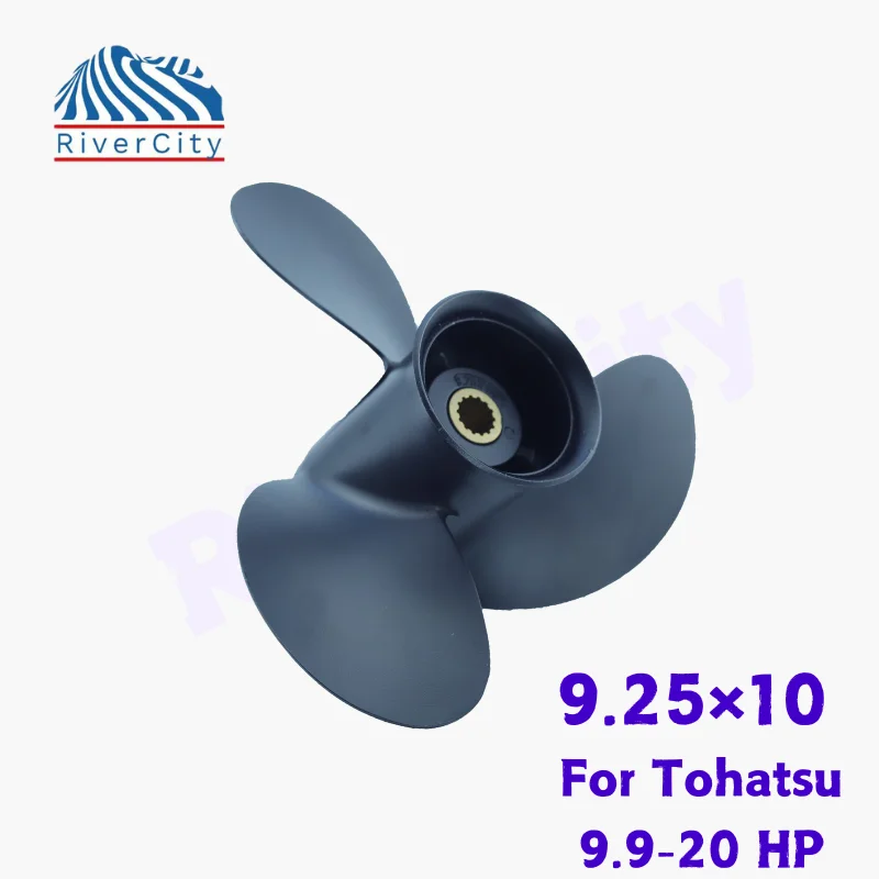 9.25&times;10 Outboard Propeller For Tohatsu 9.9HP 15HP 18HP 20HP Boat Motor Aluminum Alloy Screw Ship Marine Engine 3 Blade 14 Spline
