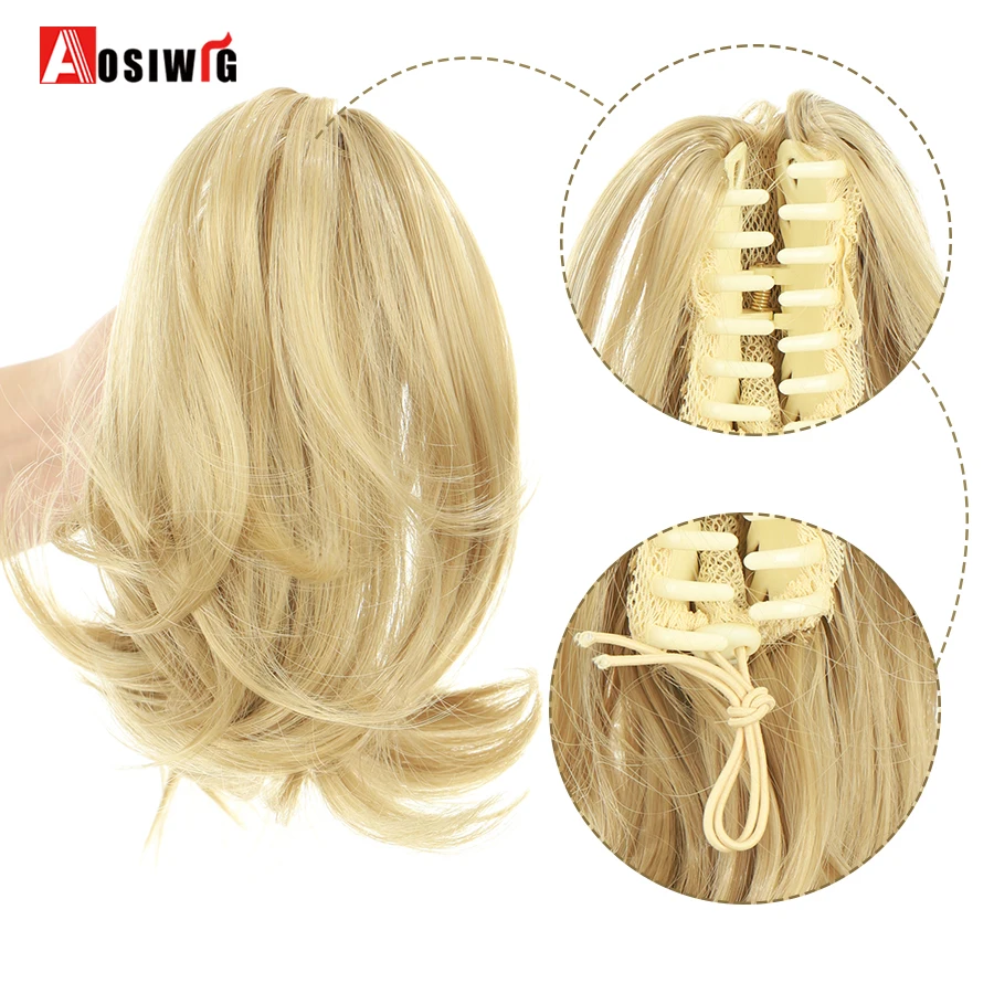 Synthetic Short Straight Claw Clip In Ponytail Cute Girls Hair Heat Resistant Black Gray Red Extensions Wig Hairpiece fake hair extensions