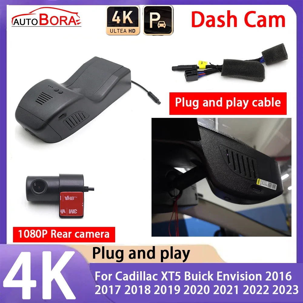 

AutoBora 4K 2160P Plug and Play UHD Car Dash Cam DVR Night Vision for Cadillac XT5 Buick Envision 2016~2023