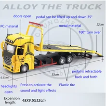  New Alloy Large Deck Flatbed Trailer Model Diecasts Metal Heavy Scalable Trailer Transport Vehicle Truck Car Model For Boy Gifts 