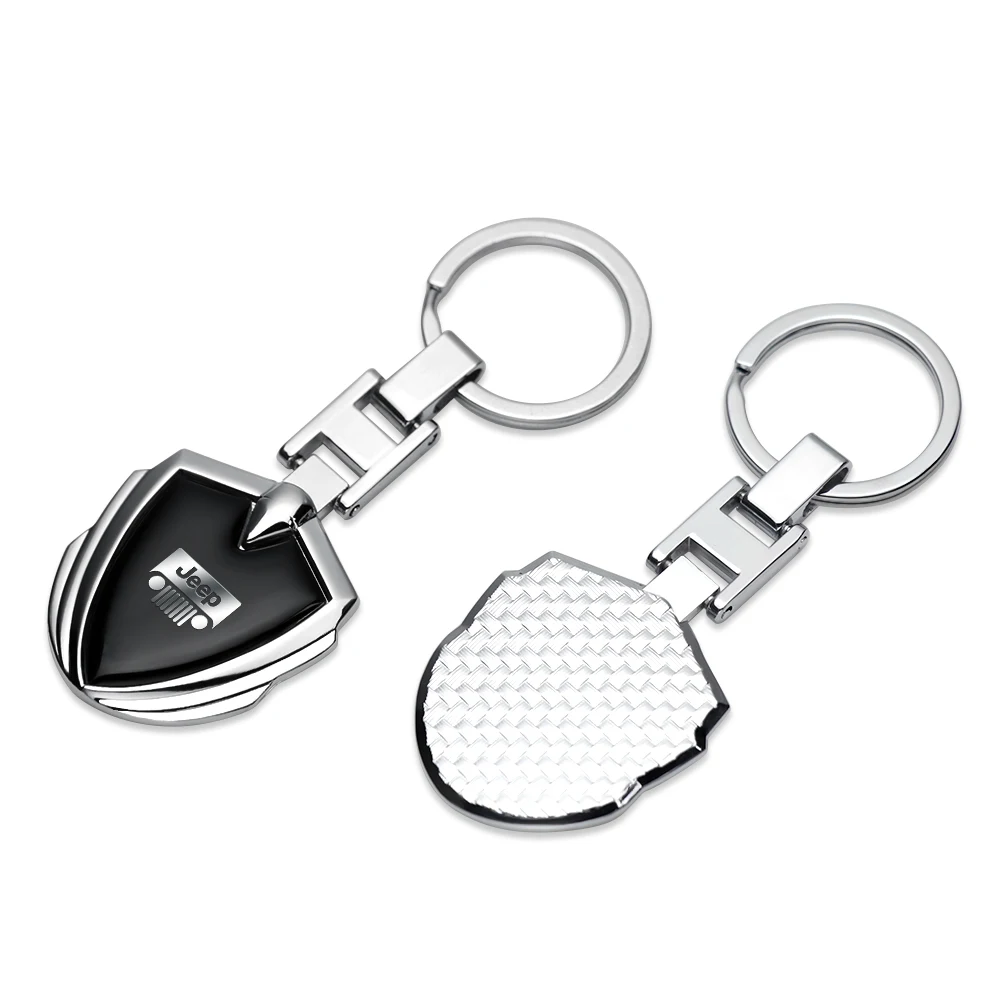 Car Key Rings Car 3D Metal Leather Key Rings Holders Keyring Keychain Styling Accessories For Jeep Renegade Wrangler jk Compass Grand Cherokee