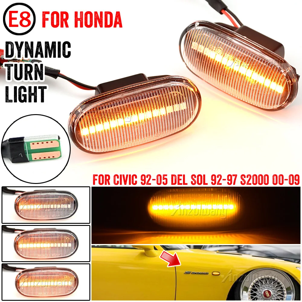 

LED Dynamic Side Marker Turn Signal Light Repeater Blinker For Honda Accord Civic CRX Prelude S2000 Del Sol Fit Integra