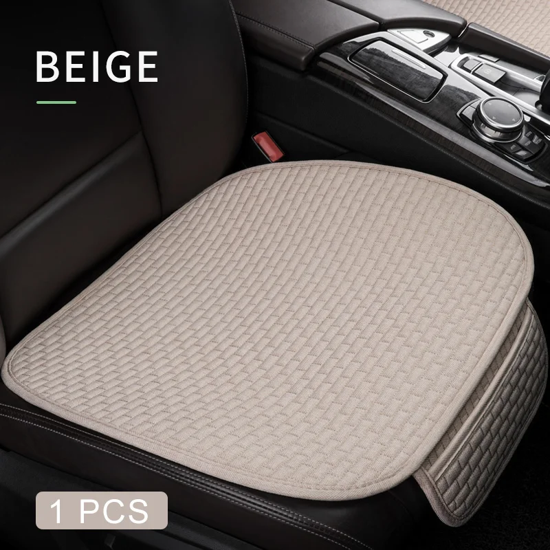 Karcle Cotton Linen Breathable Car Seat Protector - 4 Seasons Anti-Sweat Rear Seat Cover Kit