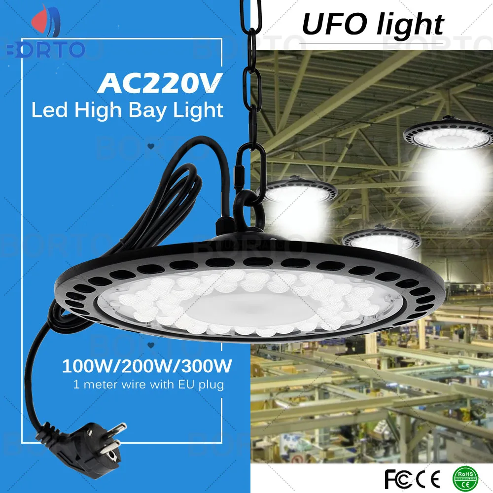 100W150W200W UFO flying saucer EU/AU/US Plug light workshop chandelier lighting ceiling factory warehouse LED high bay light