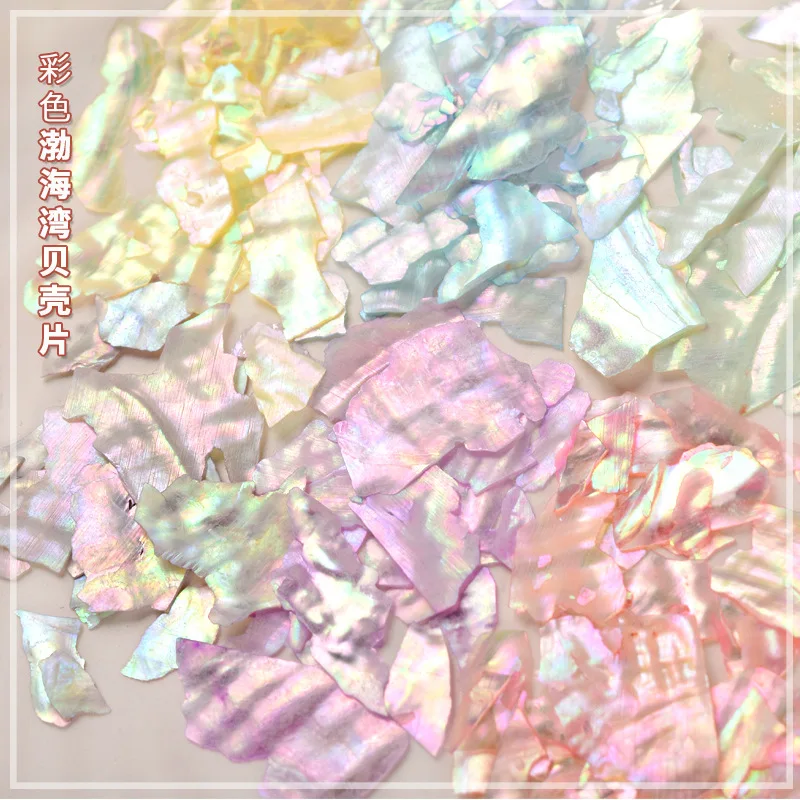 천연 불규칙 쉘 슬라이스 플레이크 네일 아트 참, 마이카 전복 쉘 라인석, 일본 디자인 매니큐어 네일 장식, 상자당 6 그리드