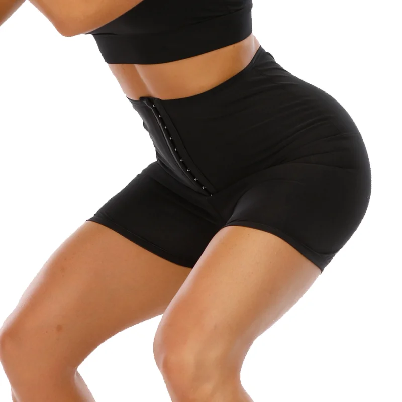 Hot Sweat Pants Sauna Effect Slimming Shapewear Women Buckle Hip Lifter High Waist Tight Shorts Fiess Gym Body Shaper_voghion.com