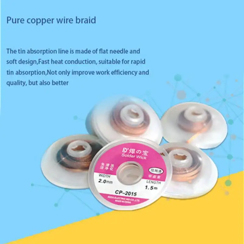 Desoldering Braid Tape Copper Welding Solder Remover 1/1.5/2.5/3/3.5mm Wire Soldering Wick Tin Lead Cord Flux BGA Repair Tool