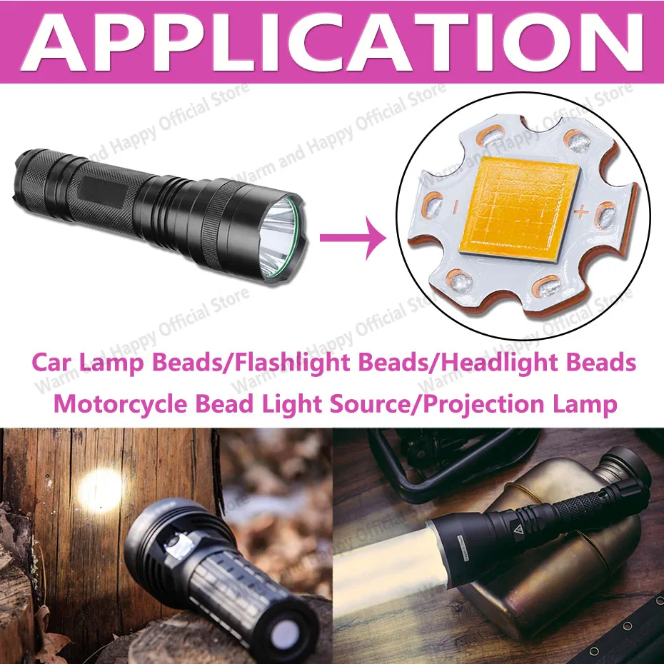 Description Picture 5 of item45-72W DC9-9.6V LED Beads Chip Light Source Accessories 5000-8000mA 20mm LED Car Bead Flashlight Bead Headlight Lighting