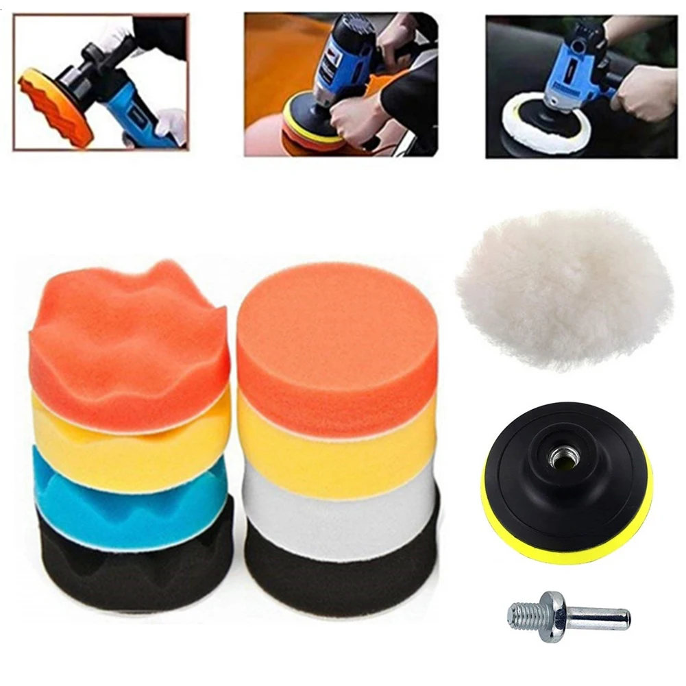 Car Polishing Kit Self-Adhesive Buffing Waxing Sponge Wool Wheel Polish Pad for Car Polisher Drill Adapter Detail Cleaning car polishing pad car polish pad car polishing sponge wool polishing pad polishing sponge set polishing wheel disc polishing wheel kit car glass polishing kit drill adapter for polishing