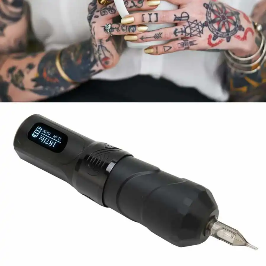 

Wireless Tattoo Machine Matte Black Strong Motor OLED Display Tattoo Machine Pen for Tattooist for Beauty Salon Use