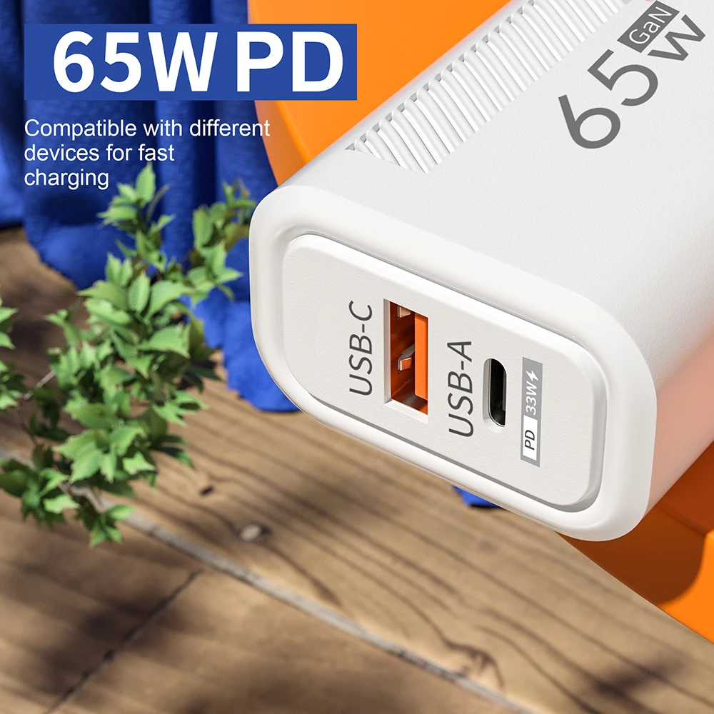 รูปสินค้า อะแดปเตอร์ชาร์จเร็ว GaN 65W USB-C ชาร์จได้หลายอุปกรณ์