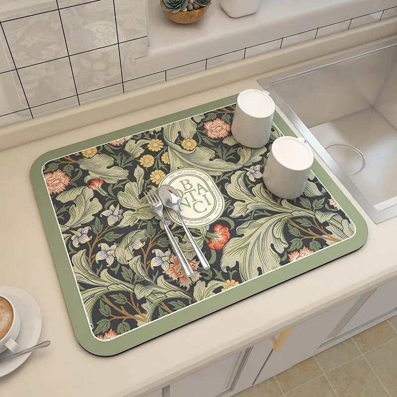 Kitchen Drain Pad Dish Absorbent Mat Heat Waterproof and Oilproof Mat Tableware Dinnerware Placemat Countertop Protector drying mat