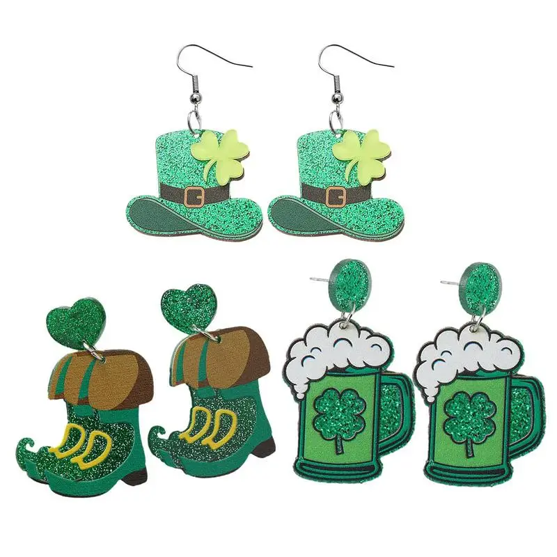 

St. Patrick's Day Drop Earrings Dangle Earrings 2D Acrylic Jewelry Gift For Women Girl
