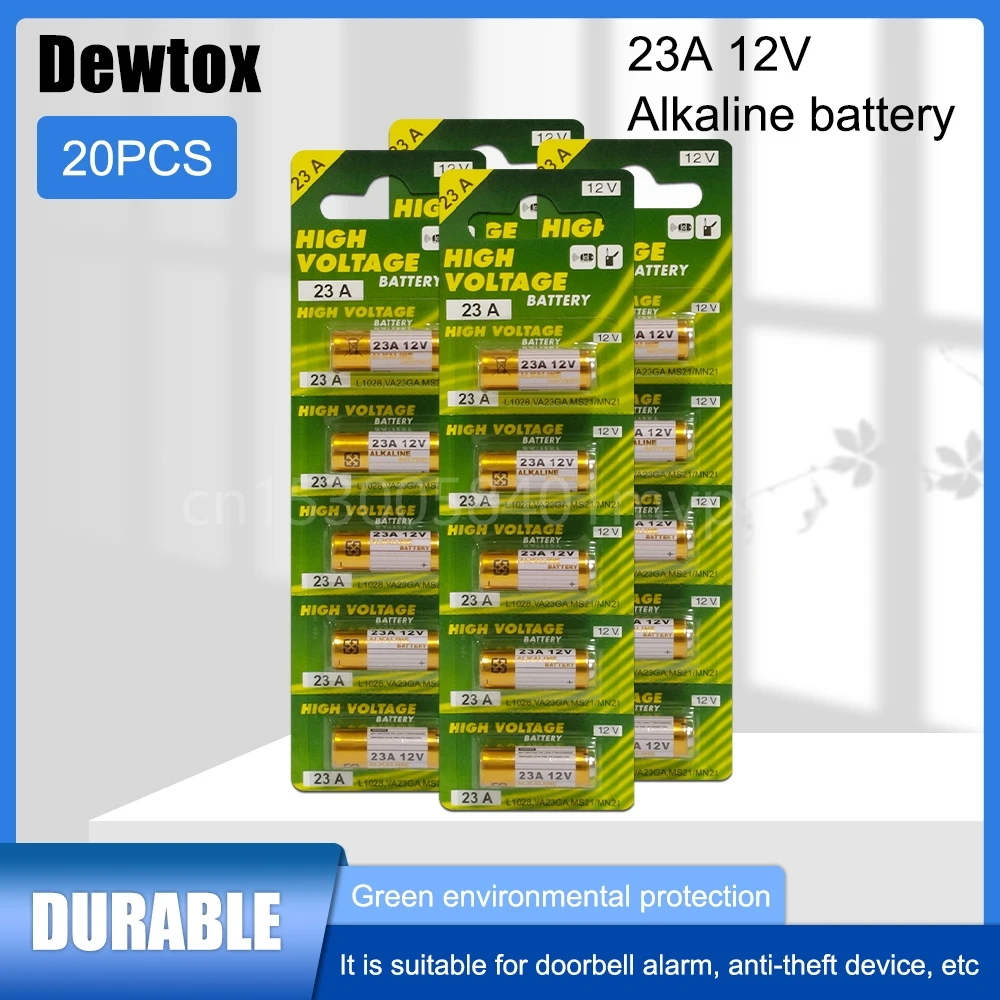 20Pcs 12V Batteria Alcalina A23 23A 23Ga A23S E23A El12 Mn21 Ms21 V23Ga L1028 Gp23A Lrv08 Per La Finestra Del Sensore Di Sicurezza