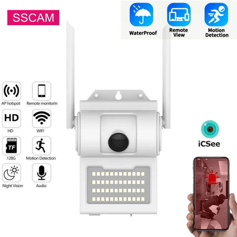 

ICSEE 2MP Wall Light Wireless IR CCTV Camera 2MP Full HD Motion Detection Two Way Audio Video Surveillance WIFI Security Camera