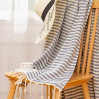 YEUZLICOTTON Hot Sale luxury Striped Tassel 100% cotton sauna spa bath towel For Home 100*180CM Travel Turkish Large beach towel 6