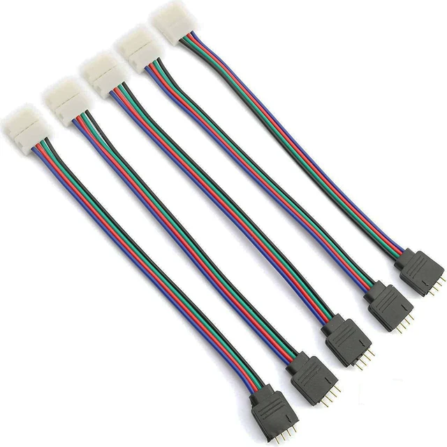 10 pièces 4 broches mâle-mâle RVB LED connecteur de bande sans soudure