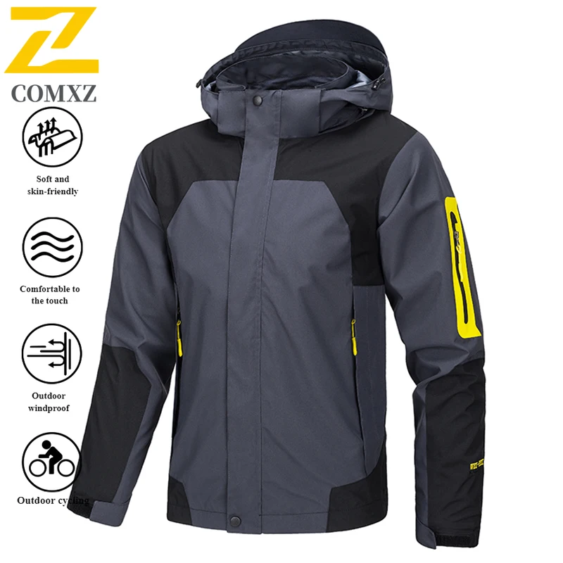 COMXZ 2025 Mens MTB Cycling Jacket Fashion Sport Waterproof Windbreaker Outdoor Camping Mountaineering Rainwear Road Bike Coat