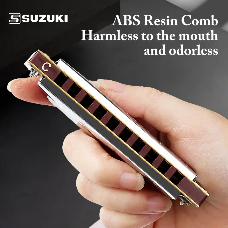 SUZUKI FOLK MASTER Harmonica, Diatonic Blues Harmonica Key of C, Blues Harp Mouth Organ Harmonica 10 Holes for Begginer KIDS