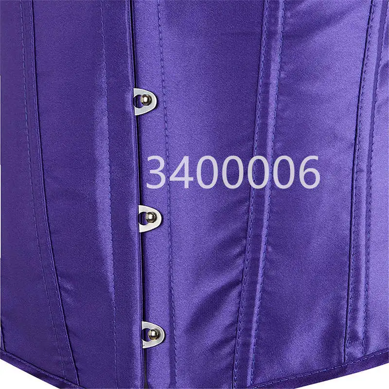 Description Picture 3 of itemCaudatus Purple Corset Top For Women Bustiers Overbust Satin Sexy Lace Up Corselet Brocade Vintage Style Korsett Plus Size
