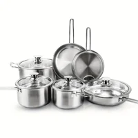 10 Pieces Stainless Steel Pots And Pans Set, Kitchen Cookware Sets, Induction Cooking Set Compatible With All Stovetops
