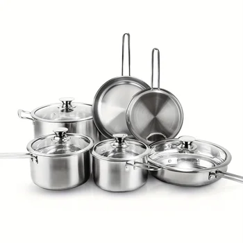 10-Piece Stainless Steel Cookware Set – Induction Ready Pots & Pans 1