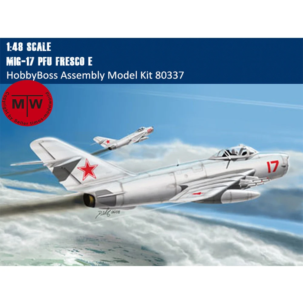 

Модель военного пластикового самолета в сборе HobbyBoss масштаб 80337 1/48 MiG-17 PFU