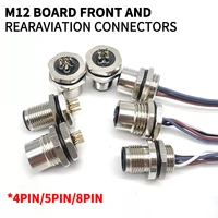 M12 male and female socket  4 5  8  pins weld IP67/68 Install front/rear panel waterproof circular connectors 1