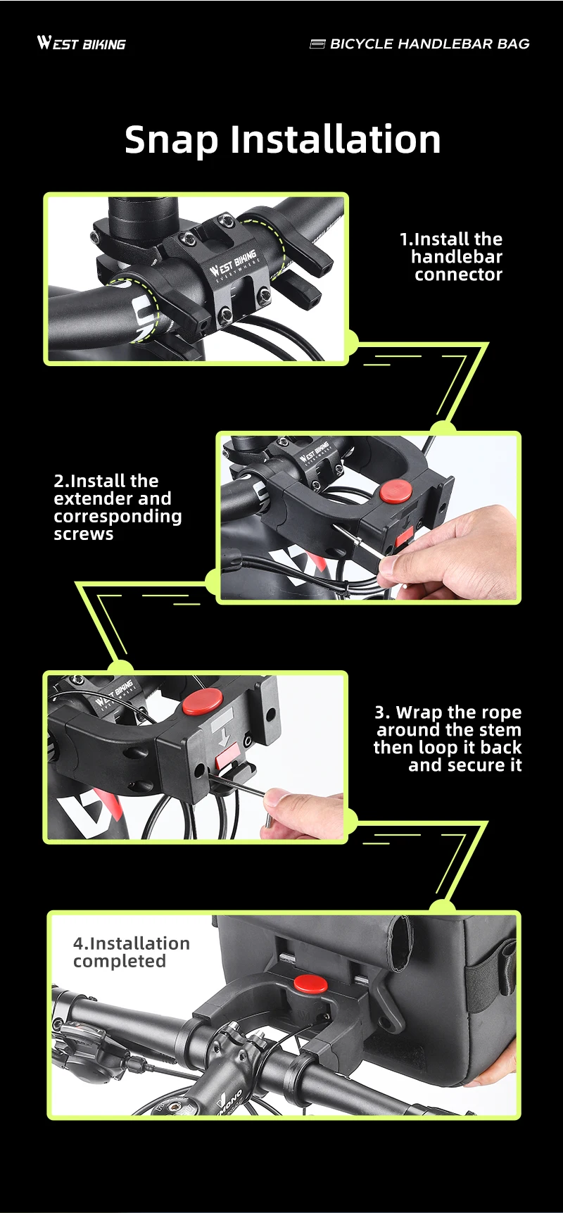 West Biking wasserdichte Fahrrad Front rahmen Tasche Touchscreen MTB Fahrrad Telefon halter Eva Lenker Taschen Radfahren Front Aufbewahrung tasche – Detail 15