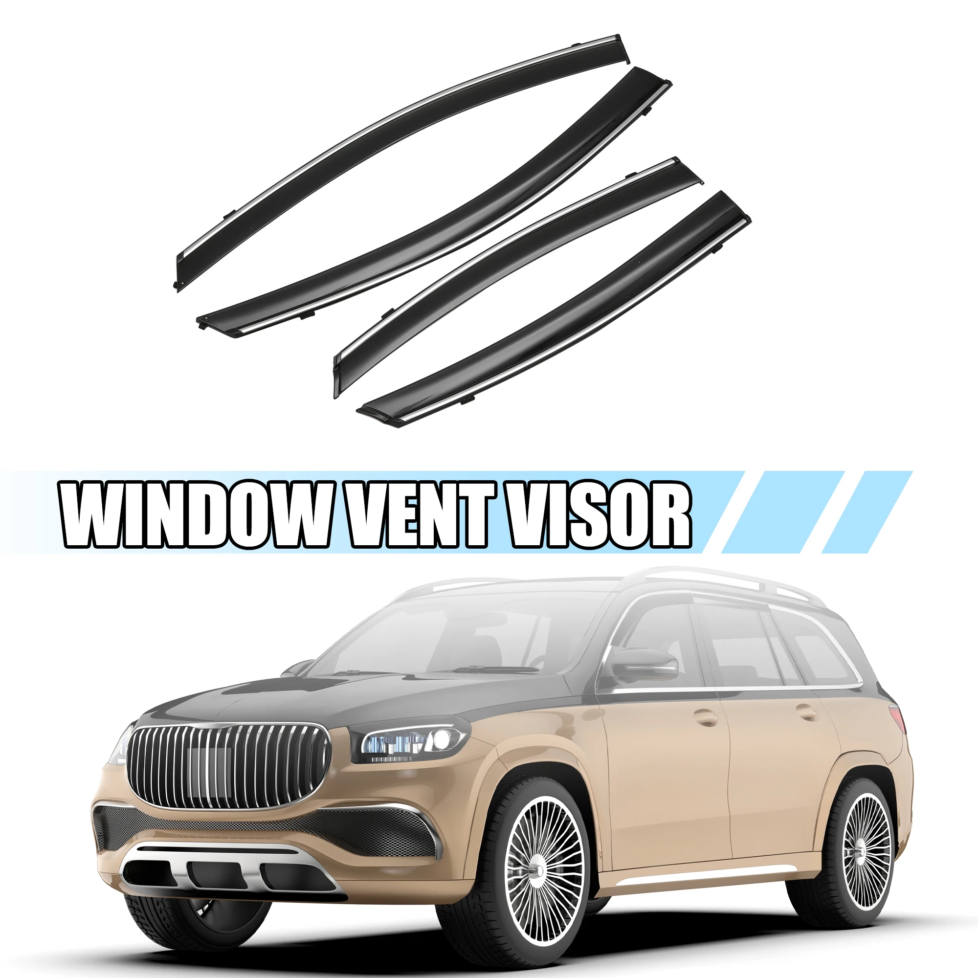 

X Autohaux 4 Pcs Side Window Vent Visor Sun Rain Deflector Guard for Hyundai Sonata 2015 2016 2017 2018 2019 Polycarbonate