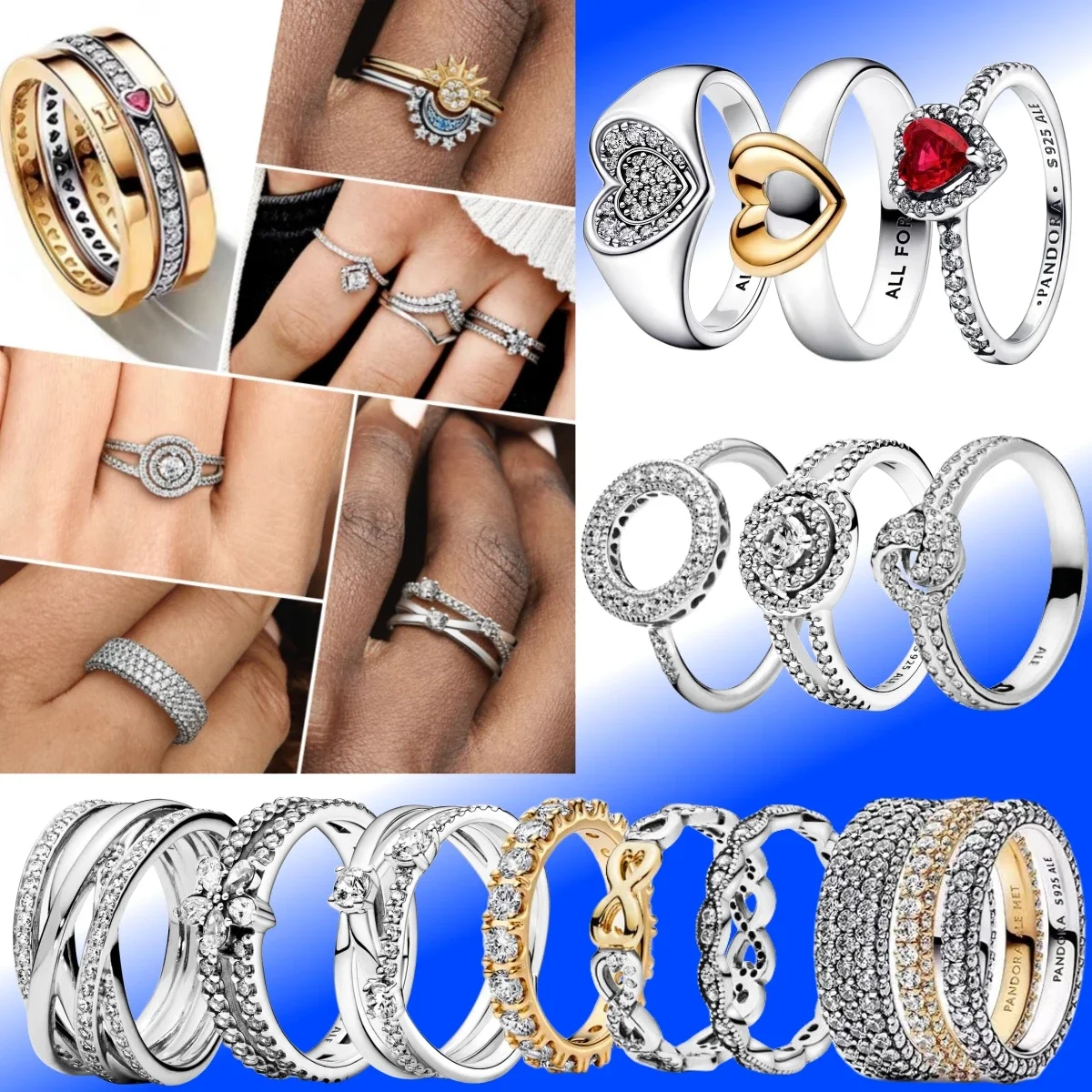 

Bestselling New Women's 925 Silver Jewelry Original DIY Accessories Female Designer Charming Crown Ring Wearing Charming