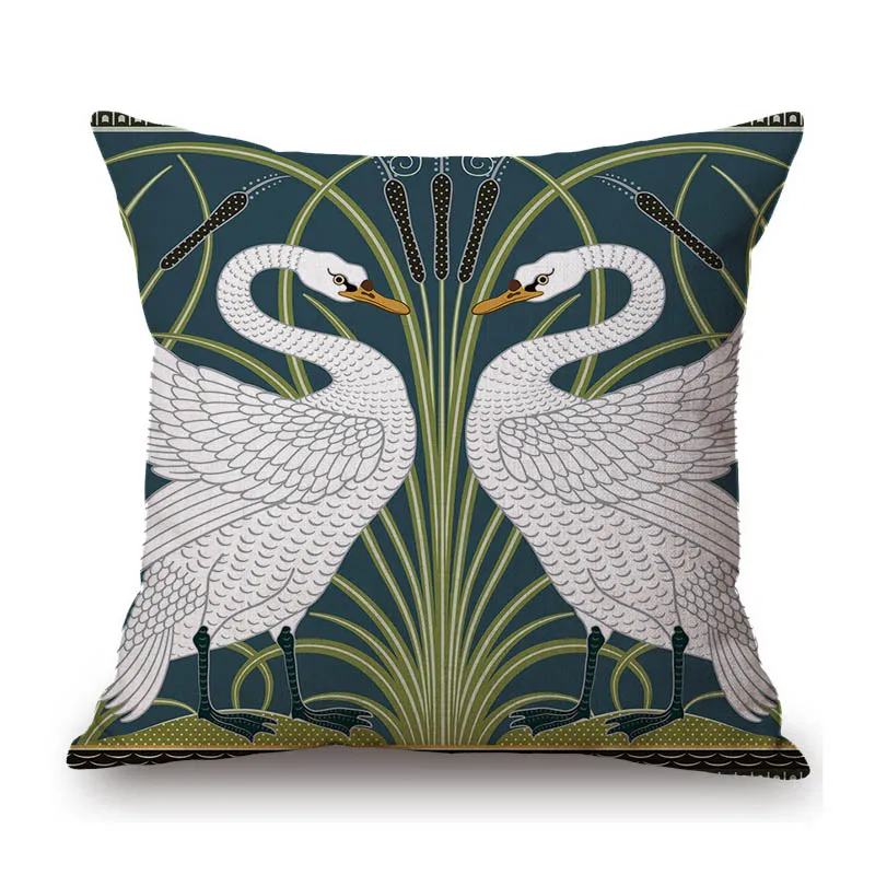 

Classic British Walter Crane Swan Flower Pattern Oil Painting Home Decorative Cotton Linen Sofa Throw Pillow Case Cushion Cover