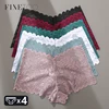 FINETOO 4pcs Lace Floral Boyshorts Underwear for Women Sexy Hollow Out Solid Panties Female Low-Waist Breathable Girls Lingerie 1
