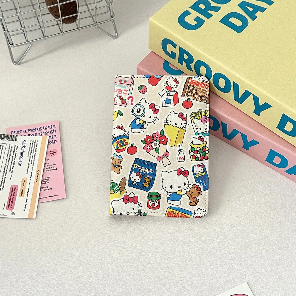 

Kawaii Sanrio Anime Hello Kitty Cute Cartoon Passport Card Holder Identification Card Credit Card Take in Document Case Gift