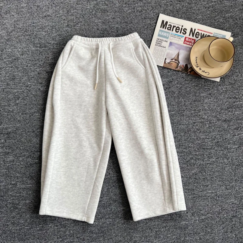 Autumn Kids Pants children solid color loose wide leg pants boys soft all-match straight sweatpants