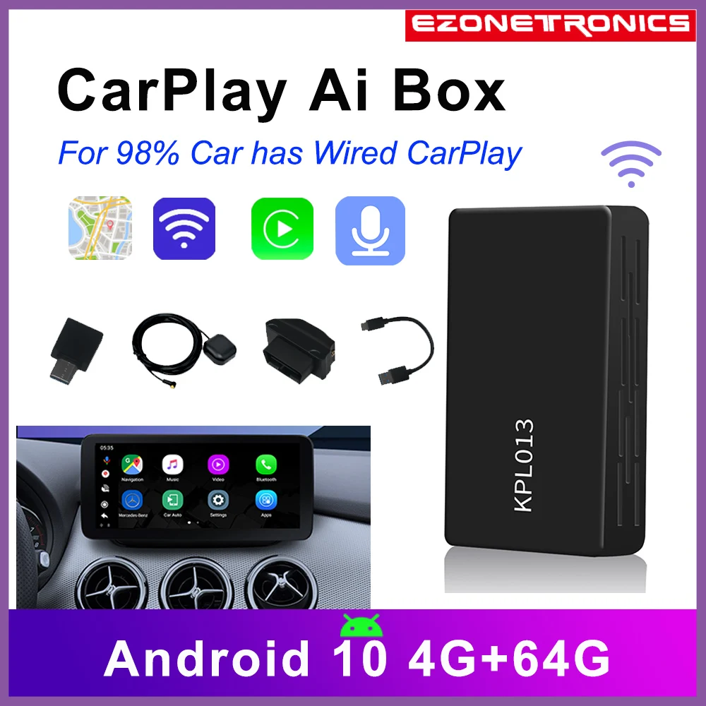 Android 10 CarPlay Ai Box 4G+64G For Audi Bmw Mazda Toyota Netflix Youtobe BT GPS Auto Car Multimedia Player |