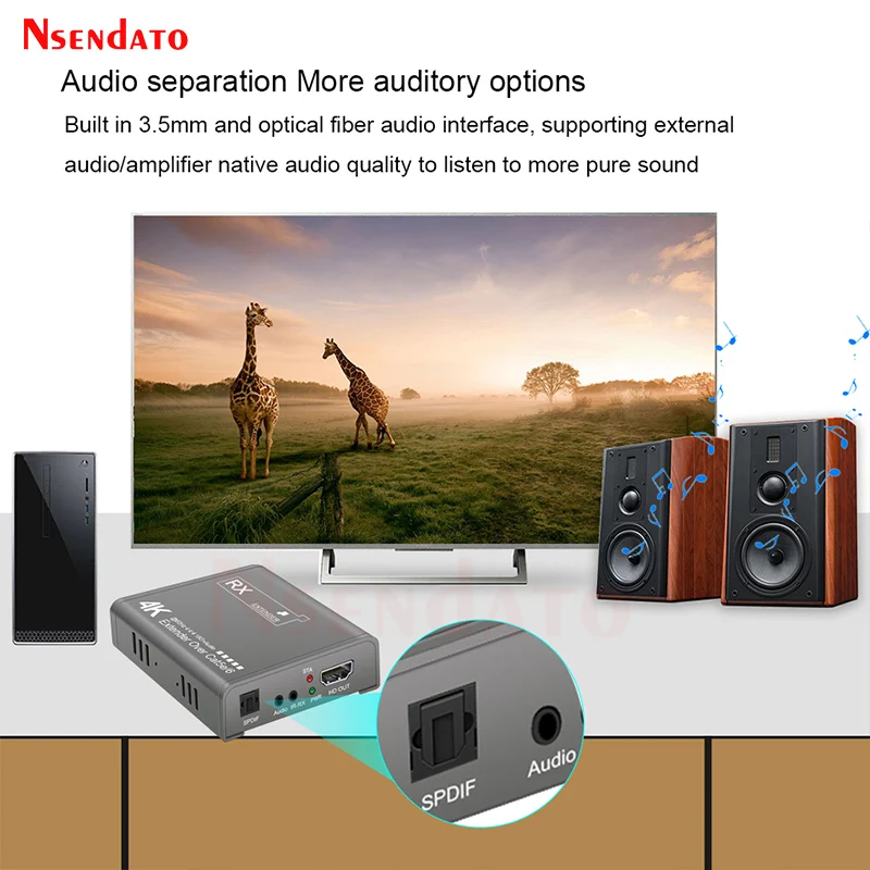 HDMI Extender 60M Over RJ45 4K 60Hz 60M Extender HDMI Video Audio to RJ45 Network Extension cable Extender For PS4 TV PC